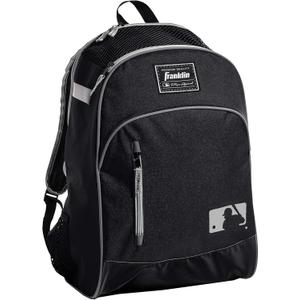 Franklin Sports Kids MLB Baseball Bat pack Bag - Youth Baseball, Softball + Teeball Backpack - Sports Equipment Bag for Kids + Toddlers - Holds (2) Teeball + Baseball Bats + Includes Fence Hook (One Size, Black/Gray)
