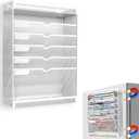 7 Tier Magnetic File Holder, No Drilling Wall File Organizer for File Cabinets Whiteboard Refrigerator,Office,Classroom, Hanging Paper Folder Holder, White