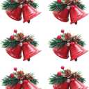 Christmas Bells Ornaments 6 Pcs Red Christmas Ornaments Christmas Tree Bells Pendants Christmas Craft Bells for Christmas Holiday Party Decoration (red)
