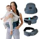 Tushbaby The Original Premium Quality Hip Seat Carrier – Safety-Certified Baby & Toddler Carrier with Secure Safety Buckles, Storage Pockets