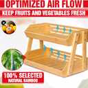 [Upgraded Length] 16.5-Inch Fruit Stand Storage Holder with 4 Sturdier Legs, 2-Tier Fruit Basket , Bamboo Fruit Bowl Holder for Fruit,Vegetables,Bread, Snacks, Home Kitchen Countertop Organizer