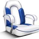 Boat Seat, Premium Captain's Fishing Chair, High Back with Armrests Seat Waterproof and Sunproof (White + Blue)
