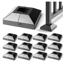 1.5"x1.5" 12Pcs Aluminum Deck Post Base Cover for Railings, Stairs, Patios, Porches - Split Post Skirt (Black)