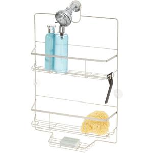 iDesign Everett Wide Metal Hanging Shower Caddy, Bath Organizer Holds Shampoo, Razors, Conditioner, Soap, 15.5" x 4.14" x 25.21", Satin