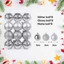 24ct Mini Christmas Balls Ornaments for Xmas Christmas Tree - Small Shatterproof Decor Hanging Ball for Holiday Wedding Party Decoration 1.18 Inch/30mm, Silver