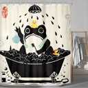 Funny Frog Shower Curtain Bathroom Set 71Wx71H Inches Cute Animal Taking Shower Asian Style Traditional Japanese Art Rubber Duck Bath Accessories Beige Art Home Decor Fabric 12 Pack Hooks