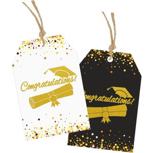 3 x 50 Pcs Class of 2026 Graduation Gift Tags 2x3 inch Hangable Congratulation Gift Tags for College High School Graduation Party Favors(Gold Foil)
