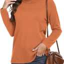 VIISHOW Women's Turtleneck Sweater Long Sleeve Cozy Warm Sweater Casual Lightweight Soft Pullover Jumper Tops (Orange, S)