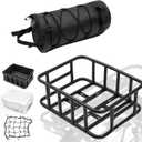 T TGBROS 6-in-1 Bike Basket Rear Rack with Bike Handlebar Bag Bike Basket with Cargo Net and Liner Large Bicycle Basket Heavy Duty Bicycle Rear Basket with Liner Waterproof Cover Cargo Net