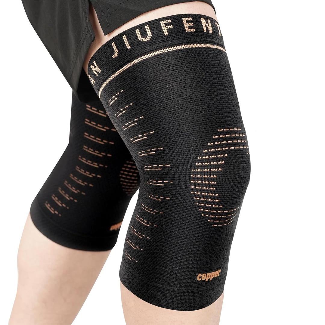 JIUFENTIAN Copper Knee Sleeve,Copper Knee Braces for Women and Men Arthritis,ACL, Tendinitis, Meniscus Tear, Joint Pain Relief, Running, Working Out, Fitness, Weightlifting (Large)