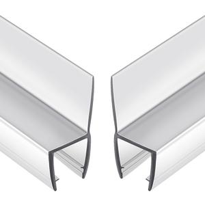 2-Pack Butecare Frameless Shower Door Side Seal Strip for 1/2" Glass Doors, Vertical Polycarbonate H-Jamb 180 Degree 78" Long