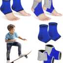 Tarpop 2 Pairs Kids Ankle Brace Set Foot Support Stabilizer Wraps Protector Guard Knitted Ankle Sleeve Sock Support Compression Socks for Injury Prevention(Blue, Medium)