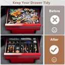 A-LuGei & 5 Size Tool Box Organizer Tray Divider Set, Black Bathroom Drawer Organizer Bin, Garage Organization and Storage Toolbox Rolling Tool Chest Cart Cabinet WorkBench Small Part