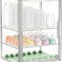 Baby Bottle Storage Organizer for Countertop, Large Clear Bottle Organizer, Baby Bottle Storage Organizer for Bottles, Nipples, Pump Parts & Food Jars, Nursery Cabinet, Kitchen Pantry (Large: 14.2" x 10.7" x 10.7")