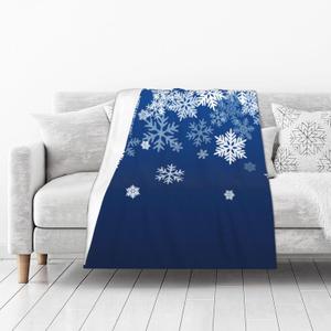 Throw Blanket Snowflake Blue Winter Christmas Bed 40 X 50 Inch Soft Lightweight Fluffy Warm for Sofa Couch All Seasons Cozy Cover Quilt
