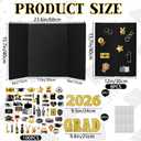 8 Set Black Graduation Photo Trifold Display Boards for Class of 2026 Grad Party Picture Display Graduation Photo Frames Alphabet Grad Stickers for Multiple Pictures Table Decor
