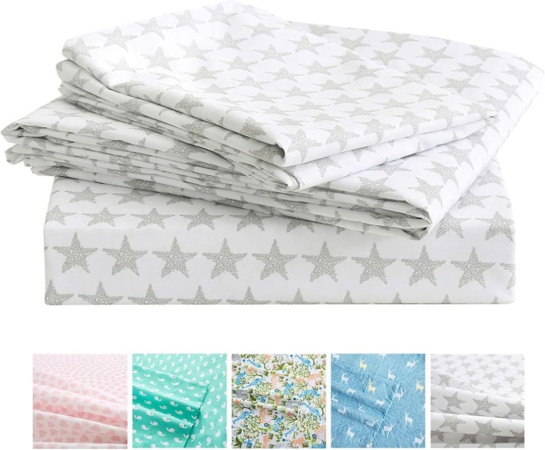 Vonty Kids Bed Sheets Twin Stars Printed Sheets for Boys & Girls, Soft Lightweight Microfiber Easy Wash Bedding Set (1 Fitted Sheet + 1 Flat Sheet + 1 Pillowcase)