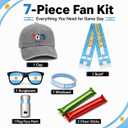Argentina Soccer Fan Gear Set, 7 Pcs 2026 Game Day Accessories with Hat, Scarf, Flag Sunglasses, Wristband, Flag Face Paint & Cheer Sticks, Soccer Party Supplies for Watch Parties