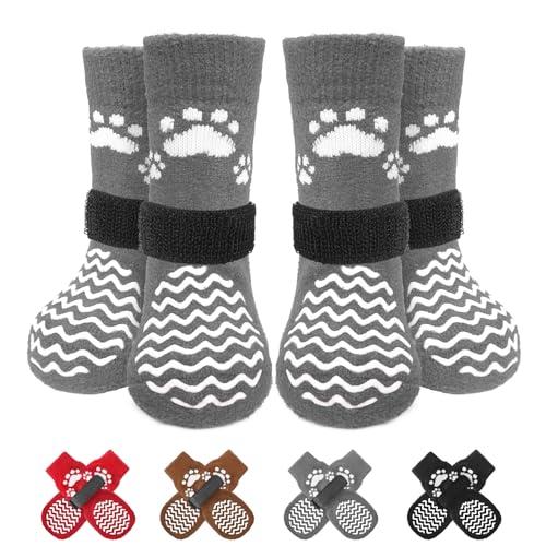 Anti Slip Dog Socks with Grippers for Hardwood Floors, Dog Shoes for Hot/Cold Pavement, Boots & Paws Protectors to Prevent Licking, Traction Booties for Senior XLarge Dogs