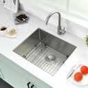 PEPO 21x18 Undermount Kitchen Sink, 16 Gauge Stainless Steel Single Bowl with Strainer, Handmade Bar Prep Sink for RV and Outdoor, 21x18x10inch