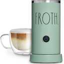 Rae Dunn Electric Milk Frother Steamer -Stylish Automatic Milk Steamer and Frother, Milk Warmer, Hot and Cold Foam Maker for Coffee, Latte, Cappuccino, Macchiato - 550 Watt (Sage)