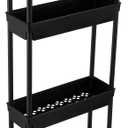 Sooyee 4 Tier Slim Storage Cart,Rolling Storage Cart,Narrow Shelf,Bathroom Rack,Mobile Shelving Unit Organizer for Kitchen, Bathroom, Laundry Room, Black