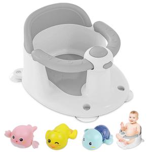 Baby Bath Seat for Babies 6 Months & Up, Bath Seats for Babies Sitting Up, 3 Baby Bath Toys, Open Design, Non-Slip, Compact Toddler Bath Seat. (Grey)