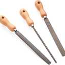 Kings County Tools Set of Three 8" Woodworking Rasps | Flat, Round, & Half Round | High Quality Steel Material | Durable and Long-Lasting | 4" Beech Wood Handle