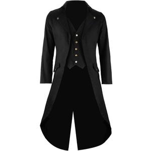 Men's Vintage Tailcoat Jacket Gothic Victorian Coat Uniform Halloween Costume with Pocket (M, Black)