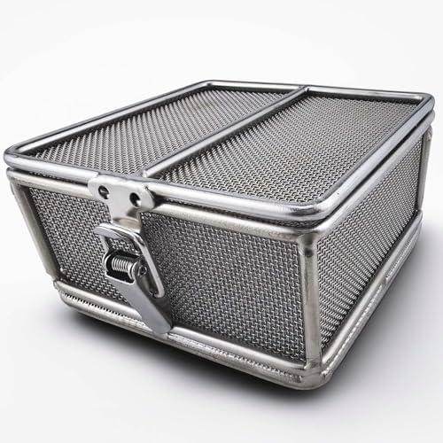 Carligo Ultrasonic Cleaner Baskets for Small Parts, Mini Mesh Basket for Steam Jewelry Cleaner Ultrasonic Machine, Stainless Steel Mesh Ball for Sonic Jewelry Cleaner Solution （4" x 4" x 2"）