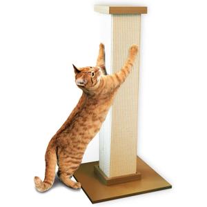 SmartCat Ultimate Scratching Post  Beige, Large 32 Inch Tower - Sisal Fiber, Simple Design - For All Cats (Brown)