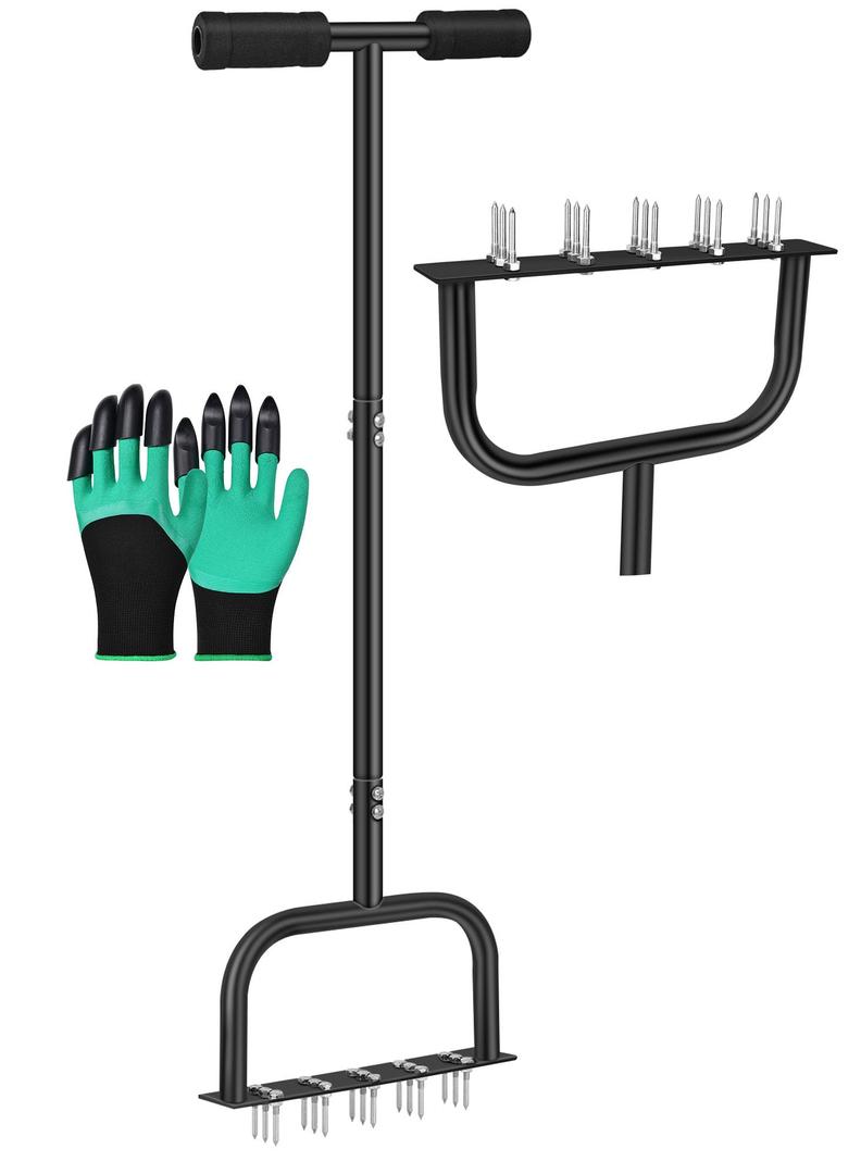Spike Lawn Air Aerator Manual Tool Grass Aeration Aerating Tool with 15 Spikes T-Handle Pre-Assembled Grass Aerator Tools for Yard, Lawn Aeration, Garden Tool