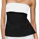 Imily Bela Womens Strapless Tube Tops 2025 Trendy Sexy Backless Going Out Bandeau Top Side Split Summer Color Block Outfits, S