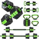 Adjustable Dumbbells, 44/66/88Lbs Free Weight Set with Connector, 4 In1 Weight Dumbbell Set Used As Kettlebells, Barbell, Push Up Stand, Fitness Exercise for Home Gym Suitable Men/Women (Black Green)