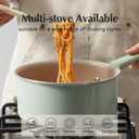 Redchef Ceramic Nonstick Saucepan with Lid, 2.5QT Small Cooking Pot, Non Toxic Sauce Pans for Kitchen, Cool Handle PFAS Free Compatible with All Cooktops, Green