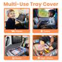Little Traveler Airplane Tray Table Cover Universal Fit & Easy Setup Airplane Tray Cover Kids - Use in Buses, Trains, High Chairs I Plane Travel Essentials for Kids 1-5 Years, Gray