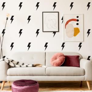 Large Black Vinyl Lighting Bolt Wall Decals, Peel and Stick Modern Thunder Stickers for Teens Boys Girls Students Bedroom Living Room Dorm Office Home Wall Art Decor