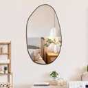 BOMINICA Irregular Wall Mirror Asymmetrical Mirror for Bathroom Living Room Entryway Bedroom, 19.5" x 33.5" (Black)