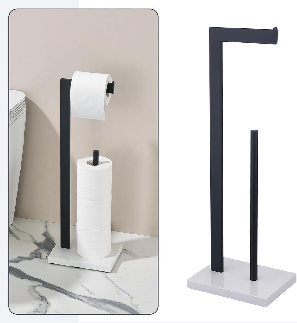 Matte Black Toilet Paper Holder Stand for Bathroom