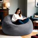 Bean Bag Chair for Adults, 4FT High-Rebound Memory Foam Bean Bag Sofa with Removable Cover, Oversized Bean Bag Couch for Gaming, Reading, and Relaxation, Grey