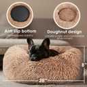 28in Large Dog Bed, Medium Size Dog and Cats, Calming Donut Bed for Puppy and Kitten, Washable Round Fluffy Pet Bed (Camel)
