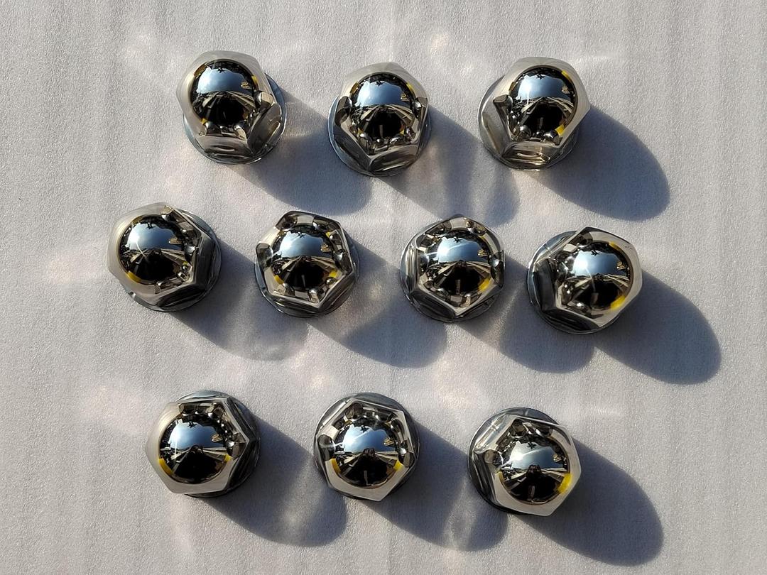 Stainless Steel Chrome Wheel Nut Cover 38mm 37.8 * 51 Push On Flanged Wheel Nut Cap of 10 Pcs