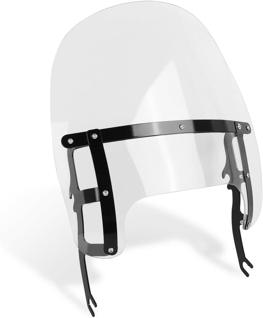 15" Motorcycle Windscreen Windshield Compatible with Harley Fat Boy FLFB FLFBS 2018-2025 PC Windscreen Double Bubble (Black, 15 inch)