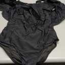 Daci Women Plus Size One Piece Swimsuits Tummy Control Ruffle Off Shoulder Bathing Suits (M, Black2)