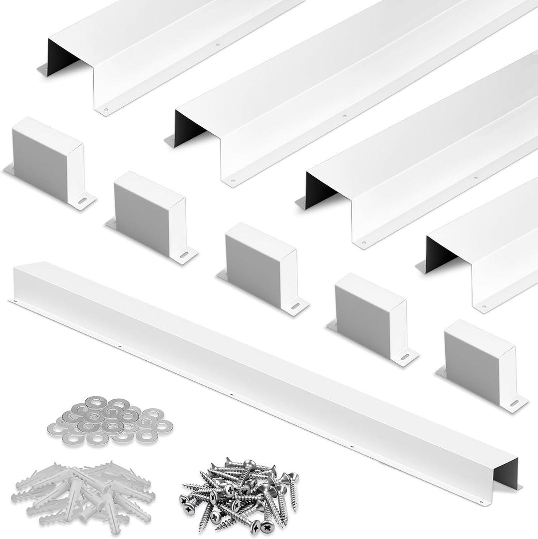 Moxweyeni 5 Pack 4×3 Inch x 3.3 Ft (16.5 Ft Total) Metal Line Set Cover Kit, White Metal Decorative Ac Pipe Line Set Cover Kit for Ductless Mini Split Accessories, Central Air Conditioner, Heat Pump