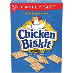 CHICKEN IN A BISKIT Original Baked Snack Crackers, Lunch Snacks, Family Size, 12 oz BBD 07/17/26, 2 pack