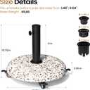 45lbs Patio Umbrella Base with 4 Wheels, Round Cobblestone Concrete Stand, Heavy Duty Market Umbrella Stand for Outdoor