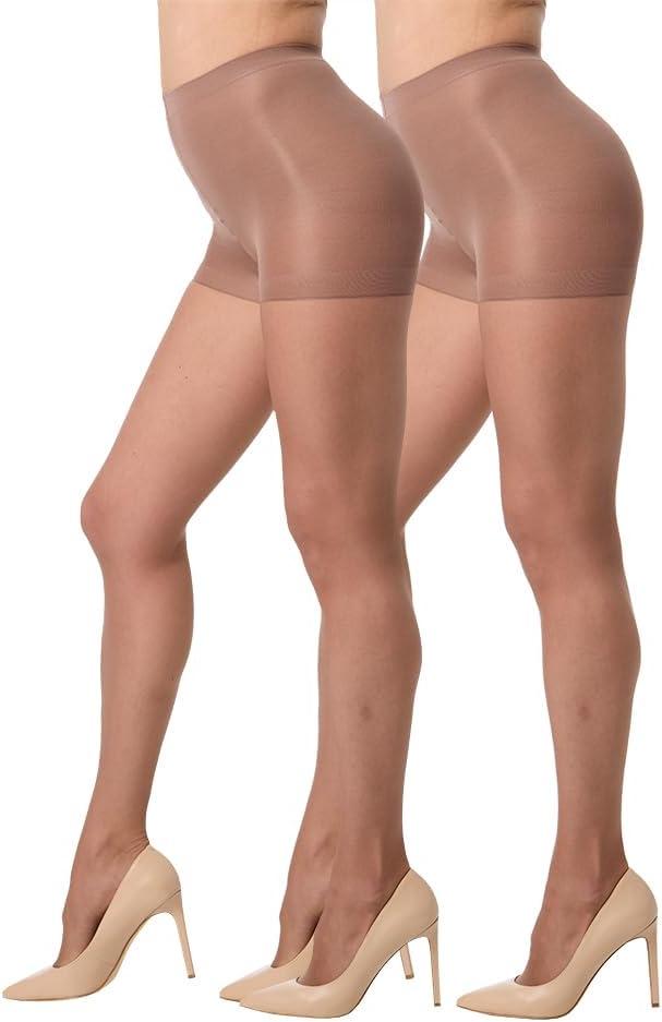 Silkies Women's Ultra Sheer Control Top Pantyhose (2 Pair Pack) - Lightweight, Comfortable, Perfect Fit (Large)