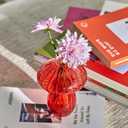 4PCS Cute Mushroom Glass Flower Vase, Colorful Bud Vases for Home Decor, Small Propagation Vases for Plants, Mushroom Planter Decorations for Office Shelf Room Aesthetic (Transparent Blue, Yellow, Red, Pink)