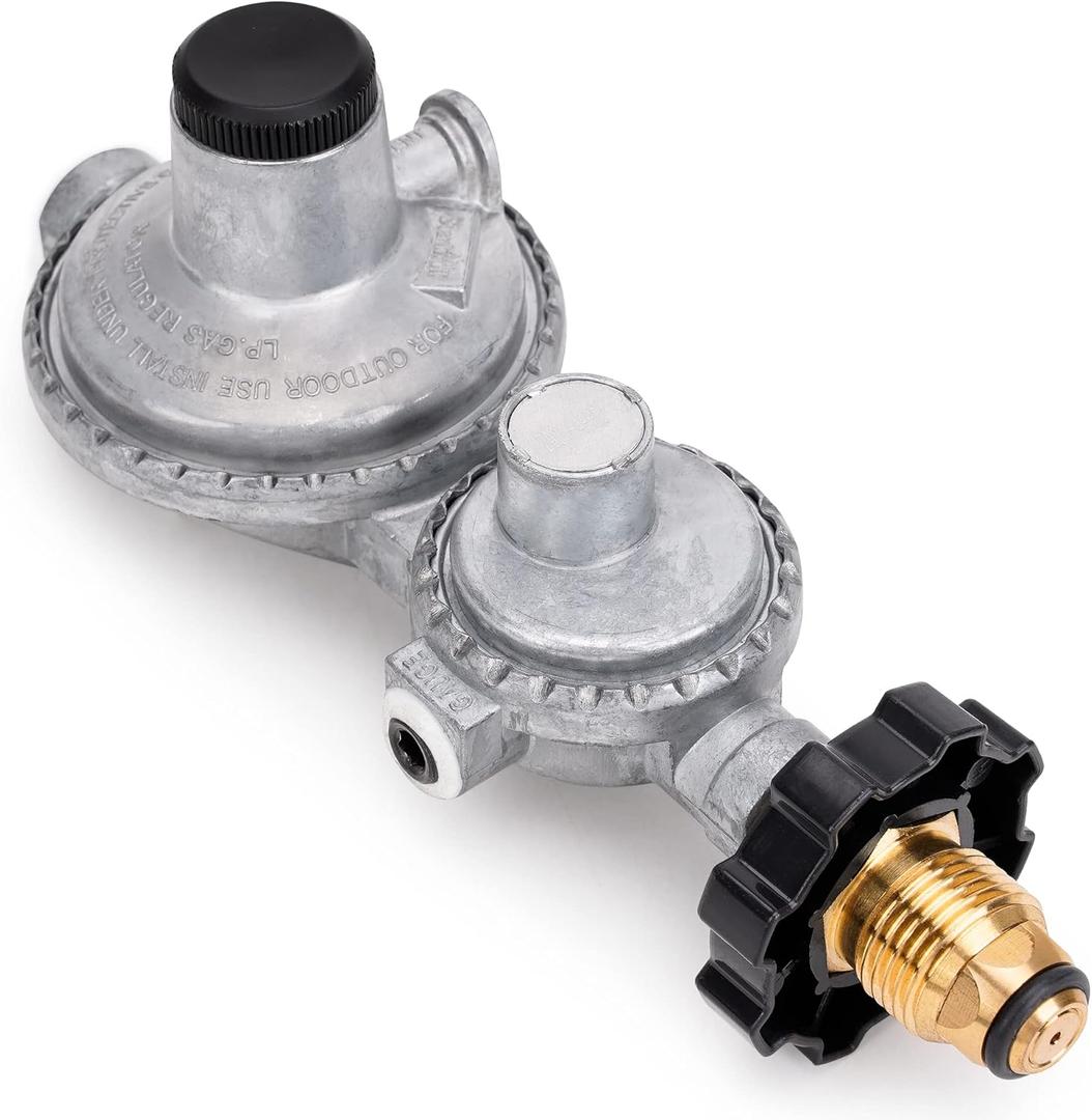 Stanbroil Horizontal Two Stage Propane Regulator with 3/8" Female NPT and POL for RV, Vans, Trailers, Campers